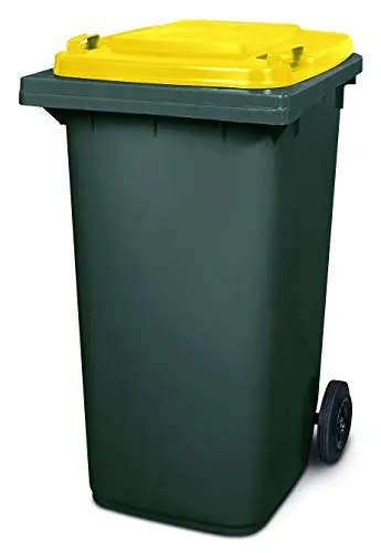 BRB 240 Liter MGB Mülltonne, grau mit gelbem Deckel - Haushaltszubehör: 240 Liter Mülltonne, witterungsbeständig und UV-geschützt, zertifiziert nach EN 840 für höchste Qualität und Sicherheit.