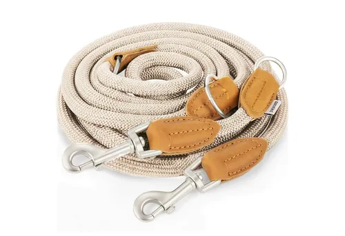 Rudelkönig Hundeleine 2,25m – Elegante und verstellbare Führleine für große Hunde - Führleinen – Hochwertige 3-fach verstellbare Hundeleine aus Leder und Kletterseil, ideal für entspannte Spaziergänge und Trainingseinheiten.