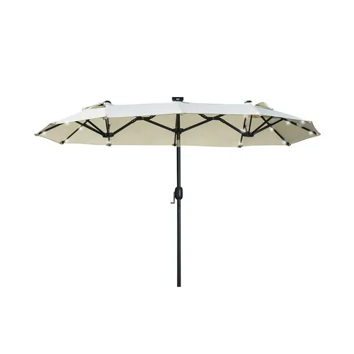 Sonnenschirm mit LED und verstellbarem Neigungswinkel – Beige 295 x 219 cm
