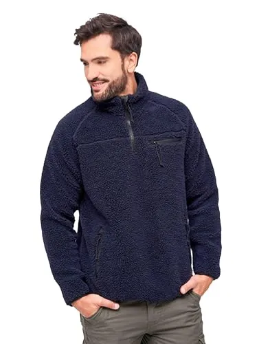 Brandit Teddyfleece Troyer - navy, Größe M - Funktionsjacke aus hochflorigem Teddy-Fleece für optimale Wärme und Atmungsaktivität, ideal für kühle Tage. Mit hohem Stehkragen, mehreren Taschen und elastischem Abschluss für perfekten Sitz.