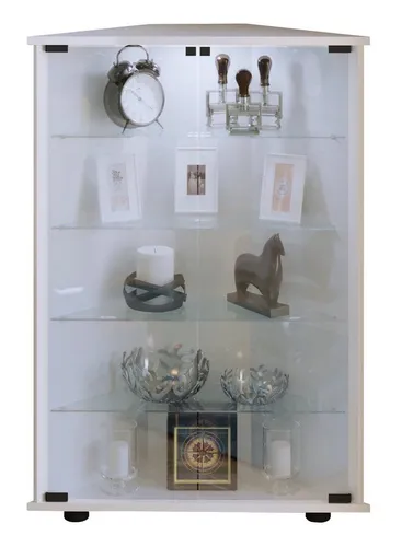 VCM Glasvitrine stehend | Moderner Vitrinenschrank mit ESG-Sicherheitsglas - Glasvitrine für platzsparende Aufbewahrung mit 4 variablen Glasböden. Maße: H. 88 x B. 67 x T. 23 cm – ideal für stilvolle Präsentation Ihrer Sammlerstücke.
