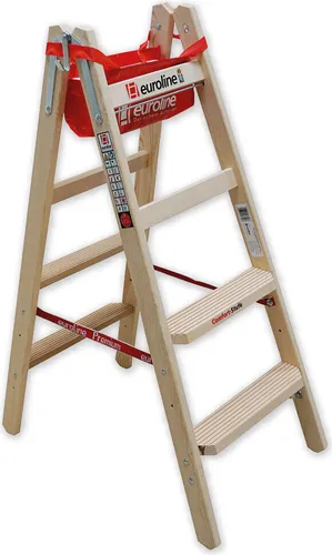 Euroline Holz Stufenstehleiter mit Comfort-Stufen von euroline