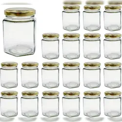 20x Kleines Sechseckiges Honigglas mit Deckel 180 ml von Espirito Rebelde