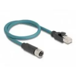 Delock 8-polig M12 zu RJ-45 Netzwerkkabel 50 cm - Netzwerkkabel CAT 6a, ideal für schnelle Datenübertragung und hohe Bandbreiten, flexibel und robust für industrielle Anwendungen.
