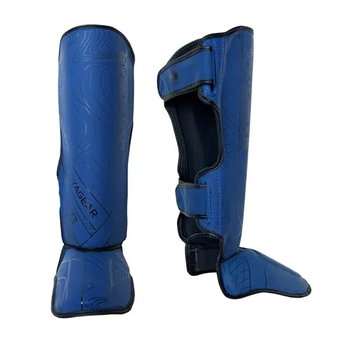 JOYA Schienbeinschoner Kickboxen - Blau L - Hochwertiger Schienbeinschutz für Kampfsport - Hochwertige Schienbeinschoner aus strapazierfähigem Kunstleder mit erstklassiger Polsterung. Ideal für Kickboxen und Muay Thai, bieten sie optimalen Schutz und Bewegungsfreiheit. Perfekt für Anfänger und Fortgeschrittene.