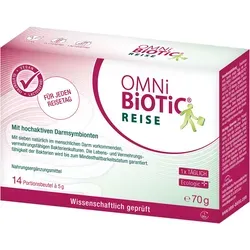 Omni BiOTiC Reise Pulver Beutel 14X5 g - Nahrungsergänzungsmittel für die Reise, unterstützt die Darmflora und ist ideal für unterwegs in praktischen Beuteln.