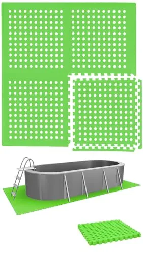 EYEPOWER 4 Große Matten: 1m² Poolunterlage 50x50 Antirutschmatte Boden Poolmatte - Pool Unterlage Outdoor Matte Poolunterlage Matten - Platten für Pool Schutzmatte unter Pool Bodenmatte Pool Outdoor