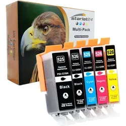 5x D&C Druckerpatronen ersetzt Canon PGI-525 CLI-526 kompatibel mit Pixma iP4800, iX6550, MG5100, MG6100, MG8120, MX710, MX880 und weiteren Modellen