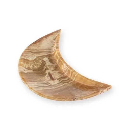 NKlaus Halbmondschale 13 cm aus Aragonit – Handgefertigte Naturstein-Schale, ideal für Schmuck, Deko oder als stilvolles Geschenk, einzigartiges Muster