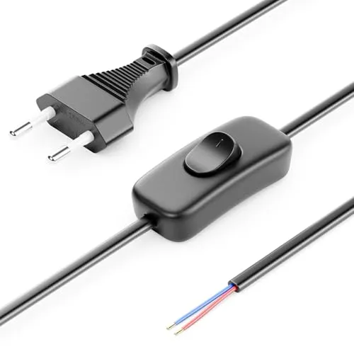 deleyCON 3,0m Euro-Netzkabel mit Schalter