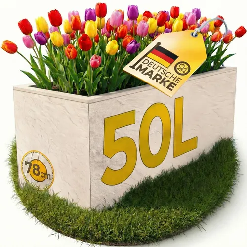 Ondis24 Pflanzkübel Vulkano 50L - Moderner Blumenkasten für Balkon - Wasserspeicher, doppelwandig und UV-beständig: Der 50L Pflanzkübel Vulkano ist ideal für Innen- und Außenbereiche und bietet Platz für eine Vielzahl von Pflanzen.