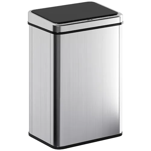 HOMCOM Elektrischer Mülleimer 40L - Hygienisch und Modern - Der HOMCOM Sensor-Mülleimer öffnet sich berührungslos in nur 0,5 Sekunden. Mit 40L Kapazität und fingerabdruckresistentem Edelstahl ideal für Küche, Büro und mehr. Sorgen Sie für Sauberkeit und Komfort!