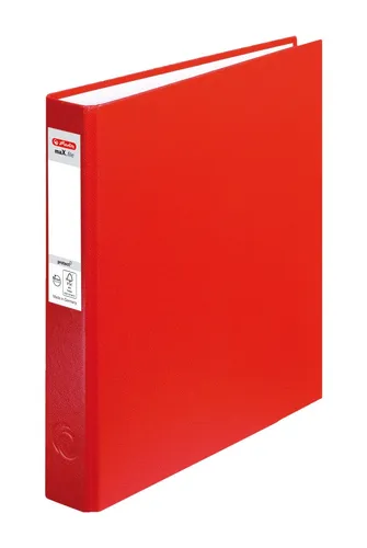 Herlitz Präsentationsordner Ringbuch protect 2 Ringe 25mm A5 rot - Robustes PP-Material, ideal für eine professionelle Präsentation und Organisation