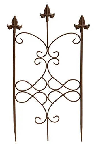 Posiwio dekorative nostalgische Rankhilfe Staudenhalter Beeteinfassung geschnörkelt aus Metall braun lackiert