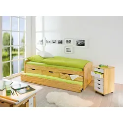 Inter Link Funktionsbett Ulli - Ausziehbare Liegefläche mit Stauraum - Stauraumbetten mit 3 herausziehbaren Schubladen und ausziehbarer Liegefläche für zusätzlichen Platz. Hergestellt aus hochwertigem Massivholz für mehr Stabilität und Stil.