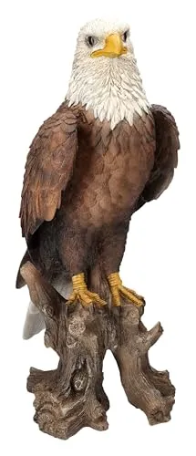 Imposante Weißkopfseeadler Gartenfigur 39 cm von HotAnt - Gartenfiguren: Wetterfest und frostbeständig, detailreich handbemalt, symbolisiert Freiheit, Mut und Stärke - ideal für Garten oder Balkon.