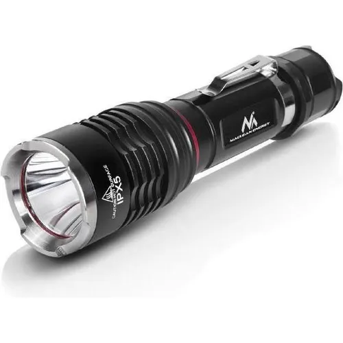 Maclean MCE220 LED Taschenlampe mit Fahrradhalter 3 Beleuchtungsmodi USB Wiederaufladbar 10W 800 Lumen, 10 W, Schwarz, 22 x 18 x 4 cm