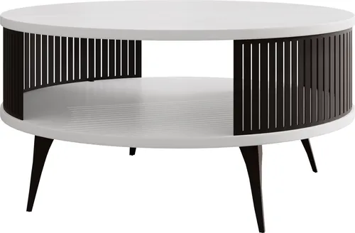 Mirjan24 Couchtisch Rajkon - Runde Form mit Ablage - Beistelltisch fürs Wohnzimmer, stilvoll mit Metallbeinen, ideal für moderne Wohnräume und bietet praktischen Stauraum.
