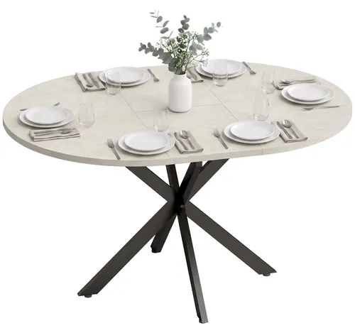 HOMCOM Ausziehbarer Esstisch Oval für 4–6 Personen Grau von HOMCOM