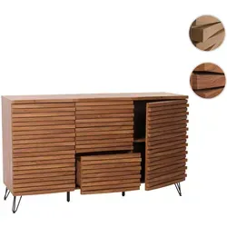 Sideboard HWC-M49 - Hochwertige Kommode im 3D-Design - Kommode in Walnuss-Optik mit 2 Toren, 4 Staufächern und 3 Schubladen. Verstellbarer Regalboden und gewölbte Türoberfläche für stilvolle Organisation. Perfekt für Ihr Zuhause!