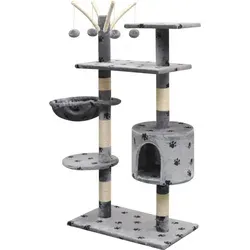 vidaXL Katzen-Kratzbaum 125 cm Grau mit Pfoten-Aufdruck