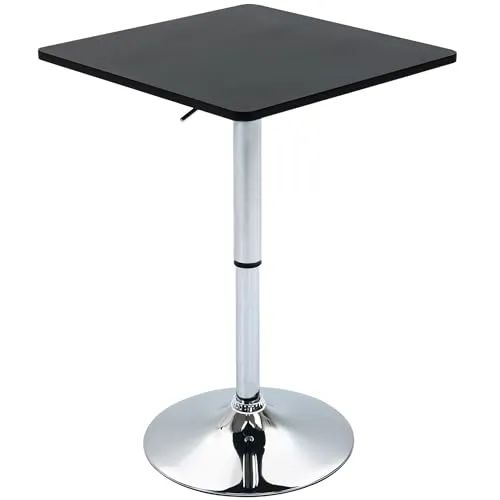 HOMCOM Bartisch Höhenverstellbar Stehtisch Schwarz 60 x 60 x 69-93 cm