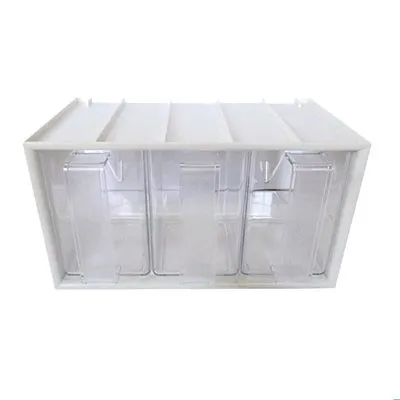 kuechenkonsum Vorratsdose Schüttensatz für Oberschrank 3fach im Einbaurahmen - Praktischer 3er Schüttensatz aus grüntransparentem Kunststoff, ideal für die platzsparende Aufbewahrung in der Küche. Maße: 267x150x146 mm.