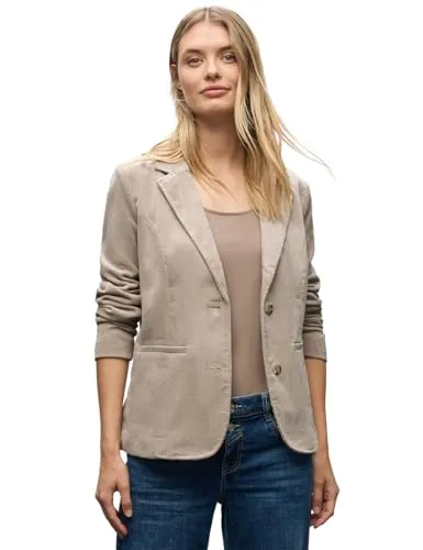 Street One Damen 2116828 Cordblazer, Morning beige, 38 - Boleros für Damen, weicher Cordblazer mit Reverskragen für einen stylishen Look, ideal für den Herbst.