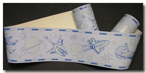 Bordüre leuchtet Raumschiff Planet  Sterne 10 Meter  (2,50 EUR/m)