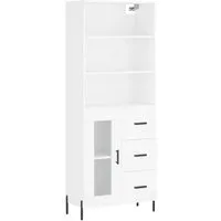 vidaXL Highboard Weiß 69,5x34x180 cm - Stilvolles Aufbewahrungssystem - Kommode aus hochwertigem Holzwerkstoff mit viel Stauraum und eleganten Eisenbeinen. Ideal für ein aufgeräumtes Wohnzimmer und gleichzeitig ein echter Hingucker!
