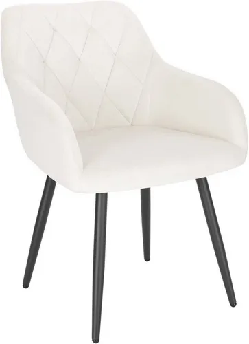 WOLTU Esszimmerstuhl mit Armlehne - Bequemer Samtstuhl in Cremeweiß - Esszimmerstuhl mit ergonomischem Design, bequemen Samtbezug und stabilen Metallbeinen, ideal für ein perfektes Sitzerlebnis in jedem Raum.