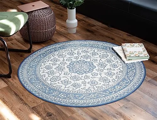 DomDeco Teppich Rund Finn 120cm in blau von DomDeco