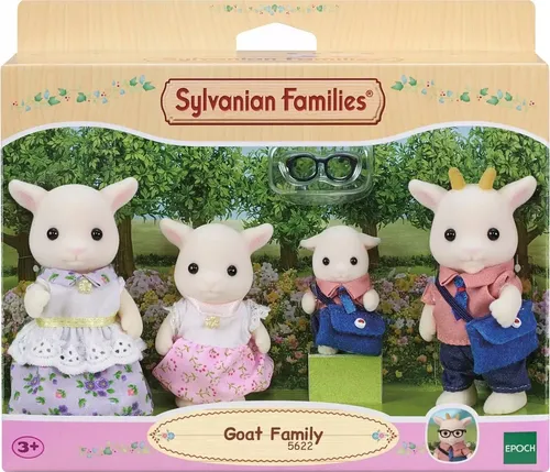 Sylvanian Families Ziegen Familie Zubehör - Puppenhaus Zubehör für Kinder ab 3 Jahren, enthält 4 bewegliche Spielfiguren und fördert kreatives Spielen.
