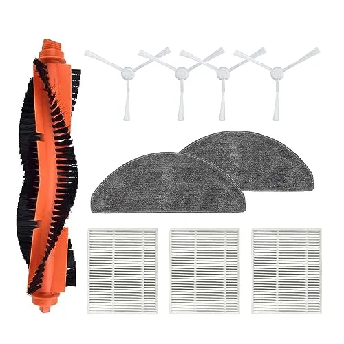 Odashen 10-teiliges Zubehör-Set Ersatz für Xiaomi E10 B112/E12 Mop Roboter-Staubsauger, Hauptrollbürste, Seitenbürste, Filter, Wischtuch