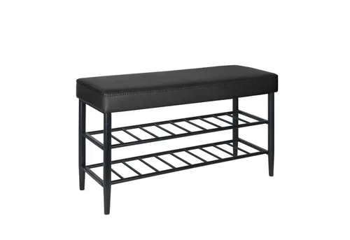 Relaxdays Schuhbank mit gepolsterter Sitzfläche - Drohnen: Elegante Schuhbank mit 2 Ablagen für bis zu 6 Paar Schuhe, belastbar bis 130 kg - ideal für einen bequemen Zugang zu Ihren Schuhen.