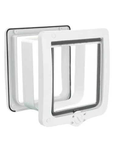 Trixie 4-Wege Freilauftür XXL mit Tunnel 24 × 28 cm - Klassische Katzenklappen, geräuscharm mit umlaufender TPR-Dichtung und Drehverschluss, inklusive erweiterbarem Tunnelelement für flexiblen Einsatz.