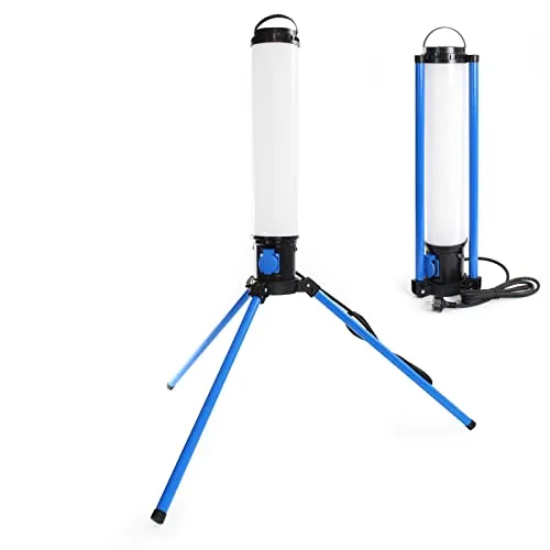 XPOtool LED Tower 150W - 360° Ausleuchtung Baustrahler mit Steckdose - Strahler für Arbeitsbeleuchtung mit 15.000 Lumen, ideal für Baustellen und Reparaturen, inklusive praktischer Steckdose für zusätzliche Geräte.