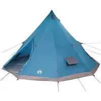 vidaXL Familien-Tipi-Zelt Blau und Grau 560 x 560 cm - Geräumiges Tipi-Zelt für Familien-Camping, aus robustem Polyester, wasserfest und flammenhemmend. Ideal für entspannte Abende unter den Sternen.