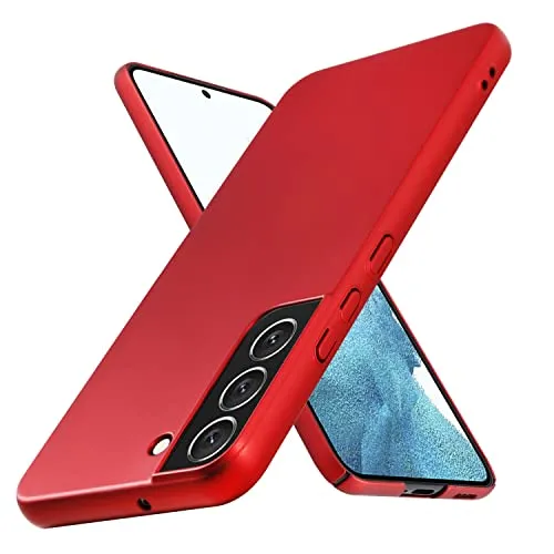 Cadorabo Hülle kompatibel mit Samsung Galaxy S22 Schutzhülle TPU Silikon Case Metallic Design Anti Rutsch Slim Kratzfest Stabiles Hardcase mit Rundumschutz Case Hülle für Galaxy S22 in Rot