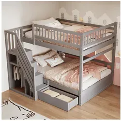 Odikalo Etagenbett Kinderbett Massivholz mit Stauraum