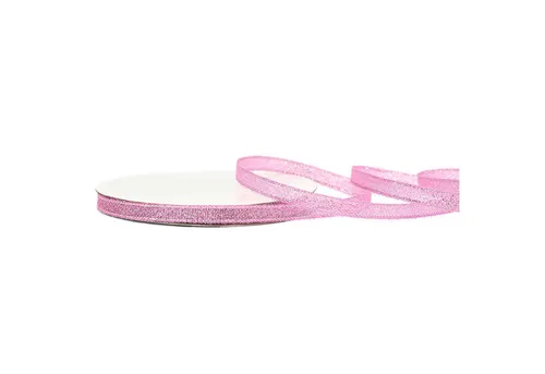Creativery Geschenkband, Glitzerband 6mm x 32m Roll Rosa / Silber