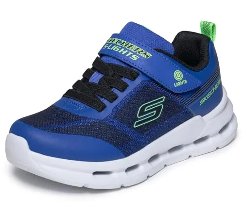 Skechers Glide-Step Lights Blau BLBK Größe EU 30 - Bequeme Kinderschuhe - Die Skechers Glide-Step Lights in Blau sind lässige Sneaker für Kinder, ideal für den Alltag. Mit Klettverschluss und bequemem Textil-Obermaterial – perfekte Begleiter für jeden Anlass.