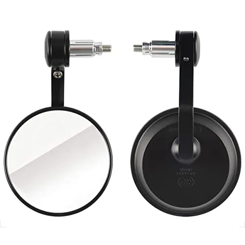 Evermotor Universal Motorrad Rückspiegel Set E-geprüft - Motorrad-Seitenspiegel mit E4-Prüfzeichen, hergestellt aus hochwertigem Aluminium für hohe Widerstandsfähigkeit und klare Sicht dank großer Glaslinse.