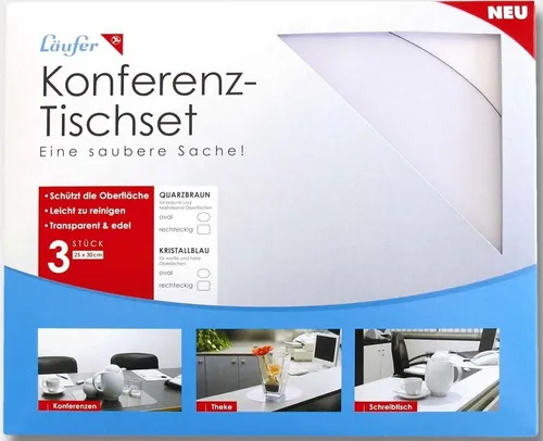 Läufer Schreibtischunterlage Schreibtischauflagen Konferenz-Tischset 25x30cm eckig VE=3 Stück krist