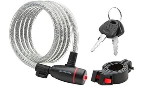 Schwinn Anti-Diebstahls-Fahrradschloss, Sicherheitslevel 3, Schloss mit Schlüssel, 1,83 Meter/12-mm-Kabel