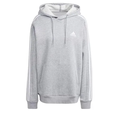 adidas Herren Essentials Fleece 3-Stripes Hoodie, Medium Grey Heather, XXL