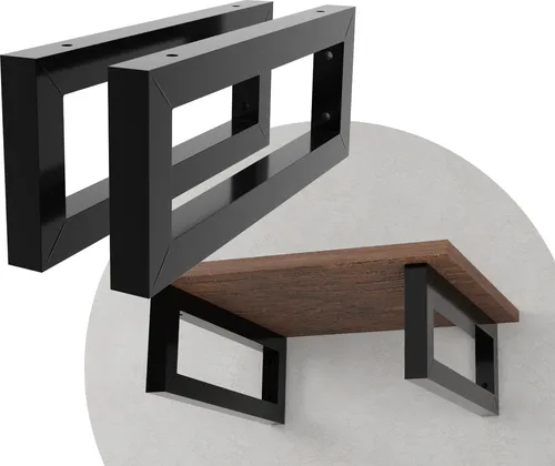 DIY Wandhalterung 2er Set Wandkonsole Wandkufen Rechteckhalter Waschtisch Regal Doppelregal 400x150 schwarz