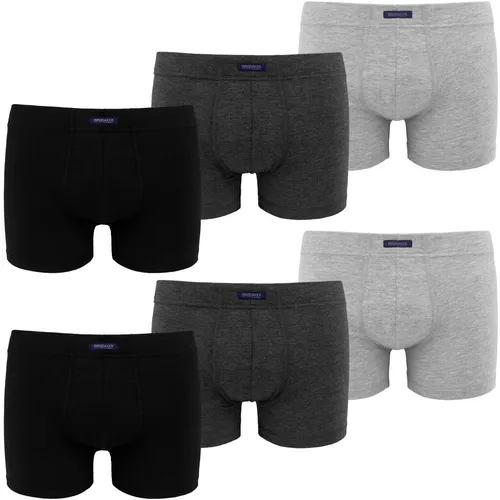 BRUBAKER Boxershorts 6er Pack Retro Unterhosen aus Baumwolle - Herren Unterwäsche (Set, 6-St., Schwarz, Anthrazit und Grau) Klassische Boxer für Männer