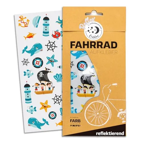 Farbviereck Piraten Aufkleber Reflex Fahrradaufkleber Fahrrad Reflektoren 30 Sticker Maritim Pirat Meer Jungen Reflex Fahrradaufkleber Set Aufkleber Geschenk Artikel