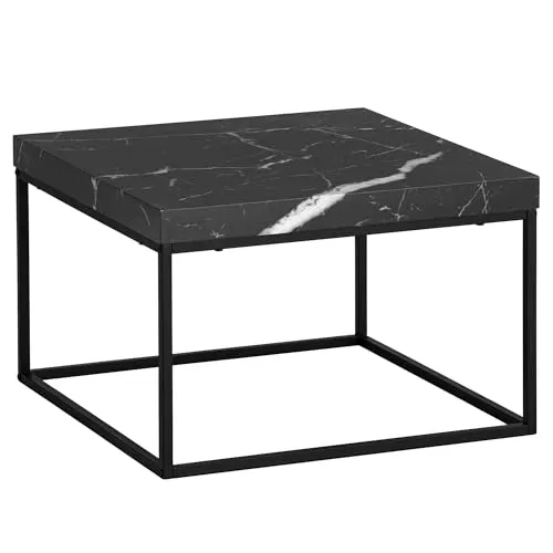 FINEBUY Couchtisch FB59781 - Moderner Sofatisch in Marmor Optik - Stylischer Couchtisch in Schwarz, ideal für kleine Räume. Mit barrierefreier Tischplatte und Anti-Rutsch-Pads, robust und pflegeleicht.